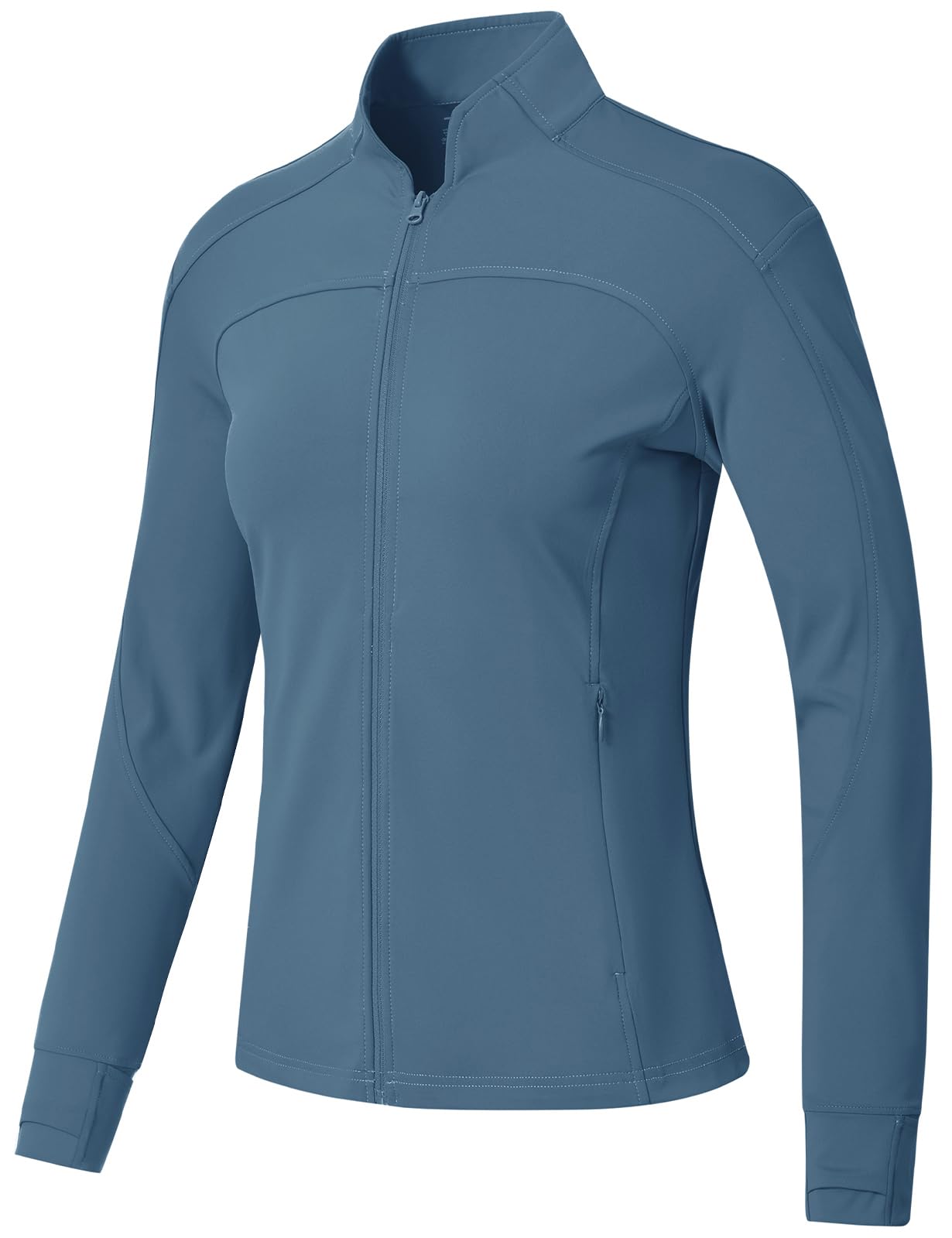 BGOWATU Women's Workout Jacket Lightweight Zip up Running Athletic Jackets with Thumb Holes — view 13