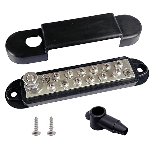 Miniatura 4 de Ampper - Barra de autobús de 12 terminales, bloque de distribución de tierra de latón niquelado de 5.3 pulgadas, conexión de barra colectora de