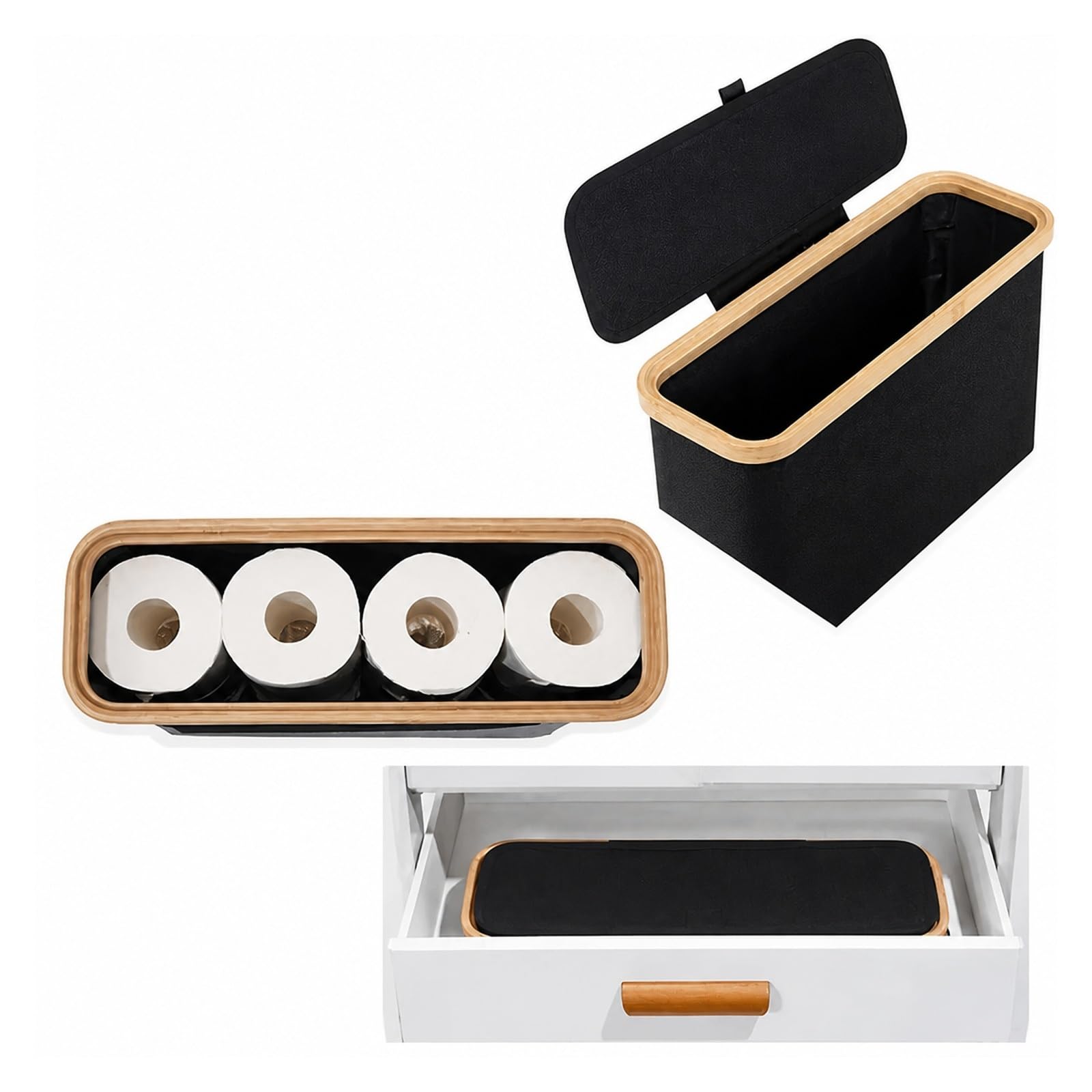 HLTYGWX Portarrollos de Papel higiénico, Soporte de Papel higiénico de bambú con Tapa, para baño