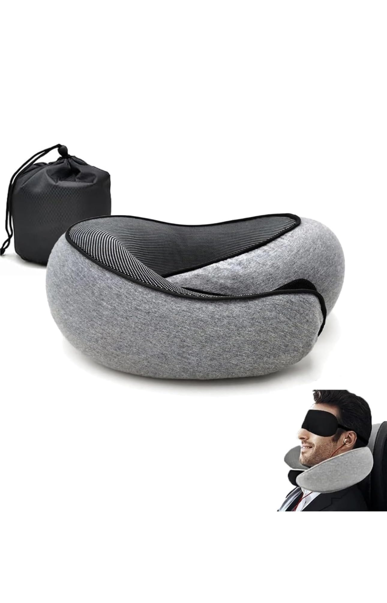 KASHOP Neck Pillows for Travel, Memory Foam, 360 Degree Comfort and Breathability, Airplane Travel Pillow (Light Gray)