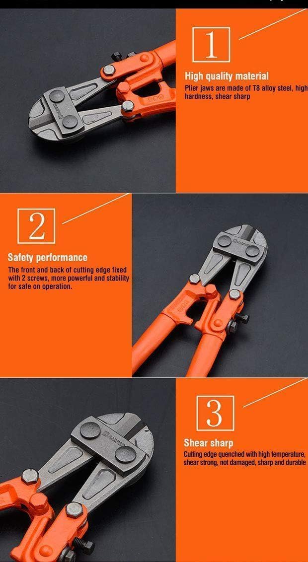 VBM Heavy Duty Bolt Cutter with Drop Forged Alloy Steel Jaws, Ergonomic Non-Slip Grip Handle, Industrial Metal Cutter for Padlocks, Chains, Bolts, Rods, Wire, Fencing & Small Locks Tool 2