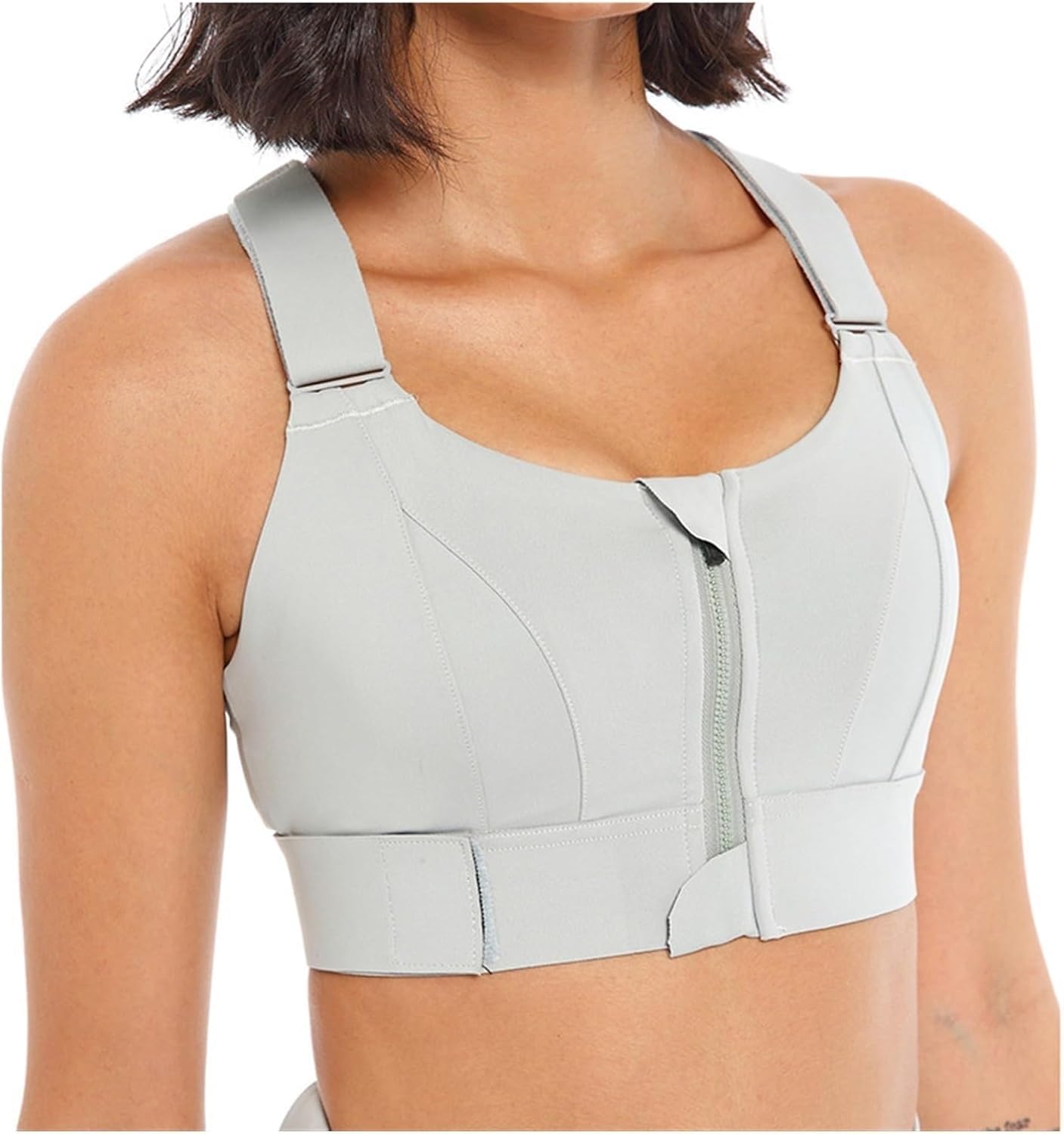 Damskie Biustonosze Sportowe Z Zamkiem Błyskawicznym Plus Size High Impact Workout Running Fitness Biustonosz Do Jogi Dla Kobiet Siłownia Crop Tank Tops, Black, M/Medium