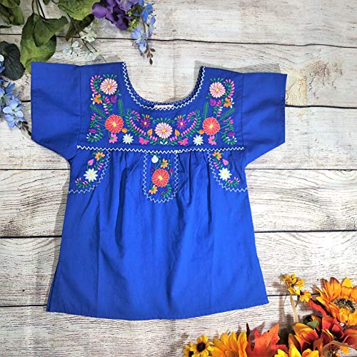 Image of unik Girls Cotton Embroidered Floral Blouse for Birthdays, Cultural Events, Cinco De Mayo