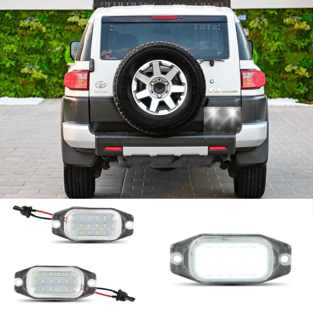 LED License Plate Lights Kit for 2007-2024 Compatible with FJ Cruiser - OEM Replacement, Canbus Error Free, 6000K Xenon White Rear Tag Light
