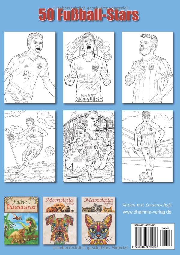 Fußball Malbuch – Superstars der Fußball WM 2022: 50 authentische Ausmalbilder von deutschen & weltweiten Fußballspielern als tolle Fußball Geschenke für Jungen und Mädchen ab 6-12 Jahren – Bild 3