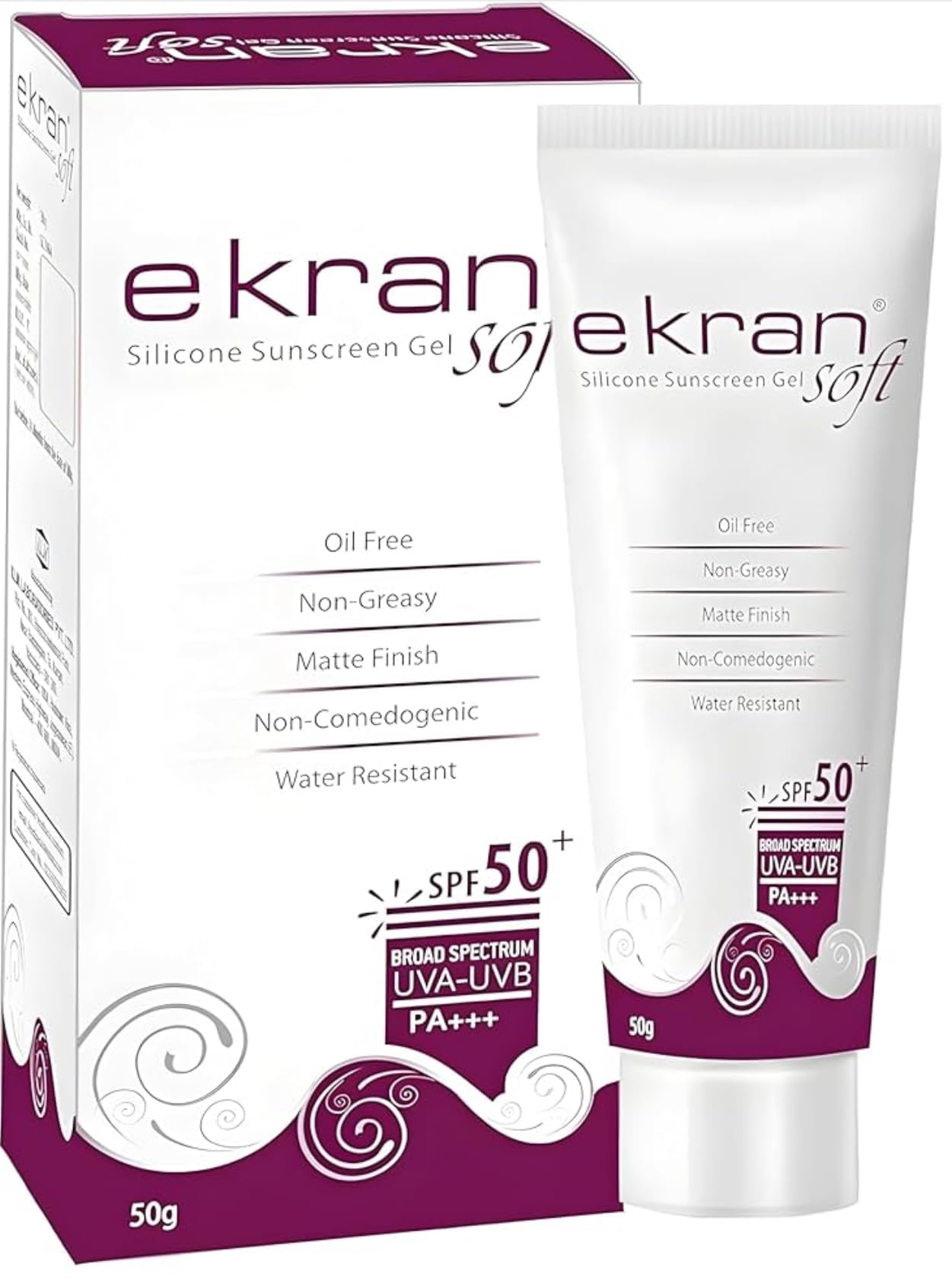 Ekran Soft Silicone Sunscreen Gel SPF 50+ | Oil-Free, Non-Greasy, Matte Finish, Water-Resistant, Non-Comedogenic | Broad Spectrum UVA-UVB PA+++ – 50g