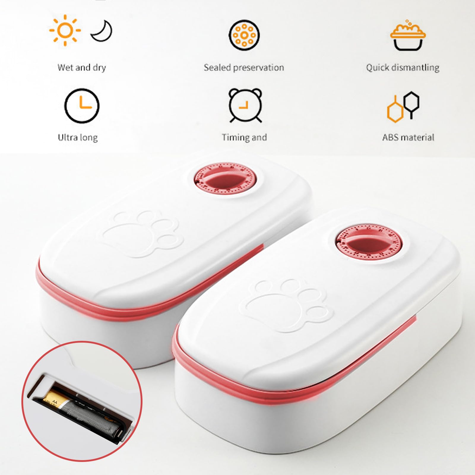 Distributeur automatique de nourriture humide pour chat - 2 repas - Avec minuterie de 48 heures - 700 ml - Pour chats et petits chiens - Convient pour la nourriture humide et sèche