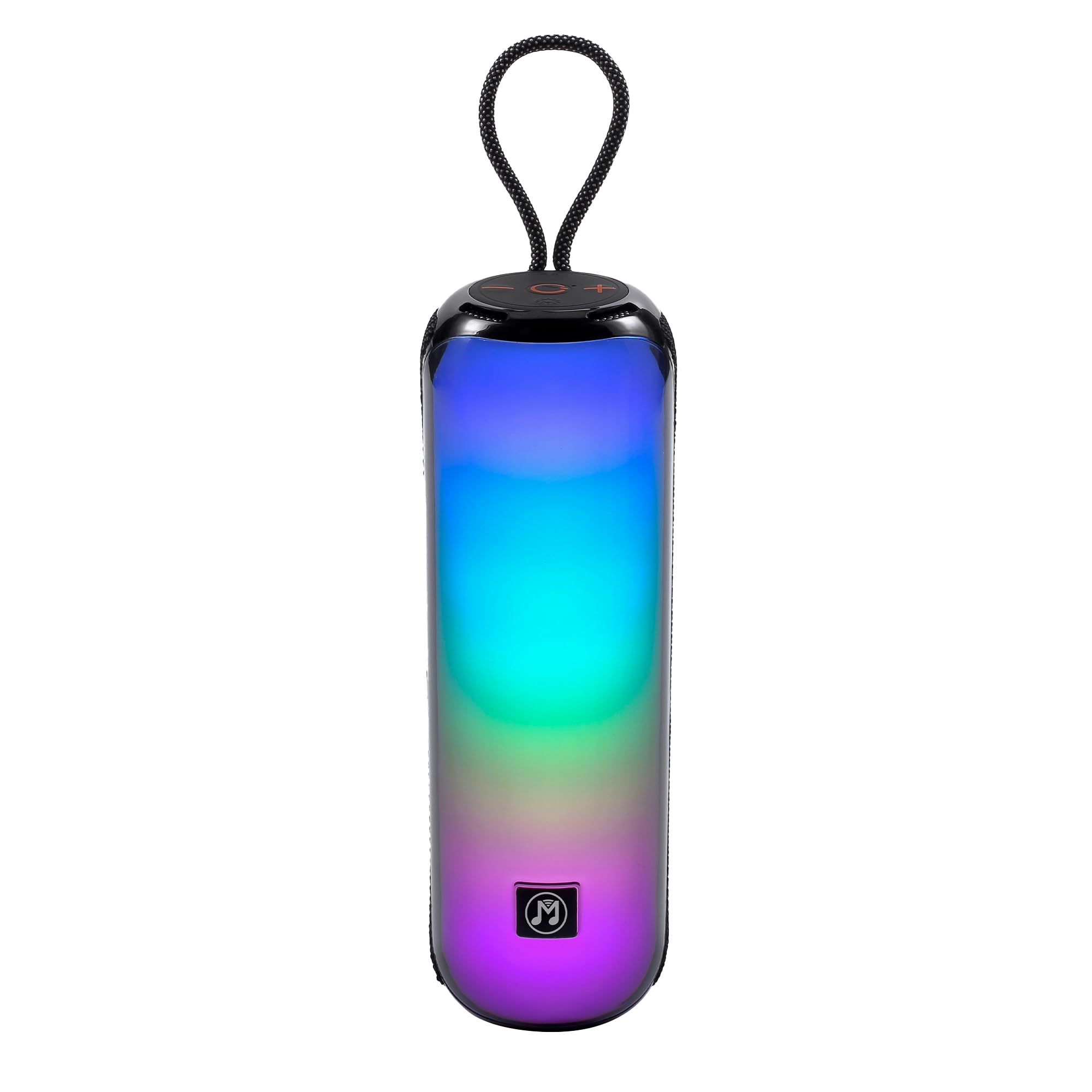 MusicMan Tragbarer Bluetooth-Lautsprecher mit RGB-Disco-Lichtern, FM-Radio, USB- und MicroSD-Wiedergabe, 1800mAh Akku, integriertem Mikrofon & AUX-Eingang – Kabelloser Party-Lautsprecher BT-X66