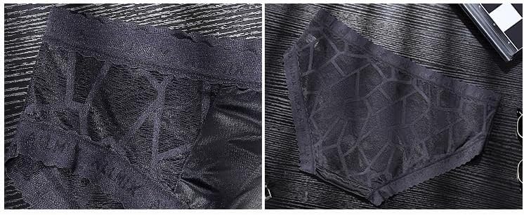 Men's 3D Bulge Pouch Briefs - Sheer Lace Ice Silk Underwear with Letter Waistband - Image 3