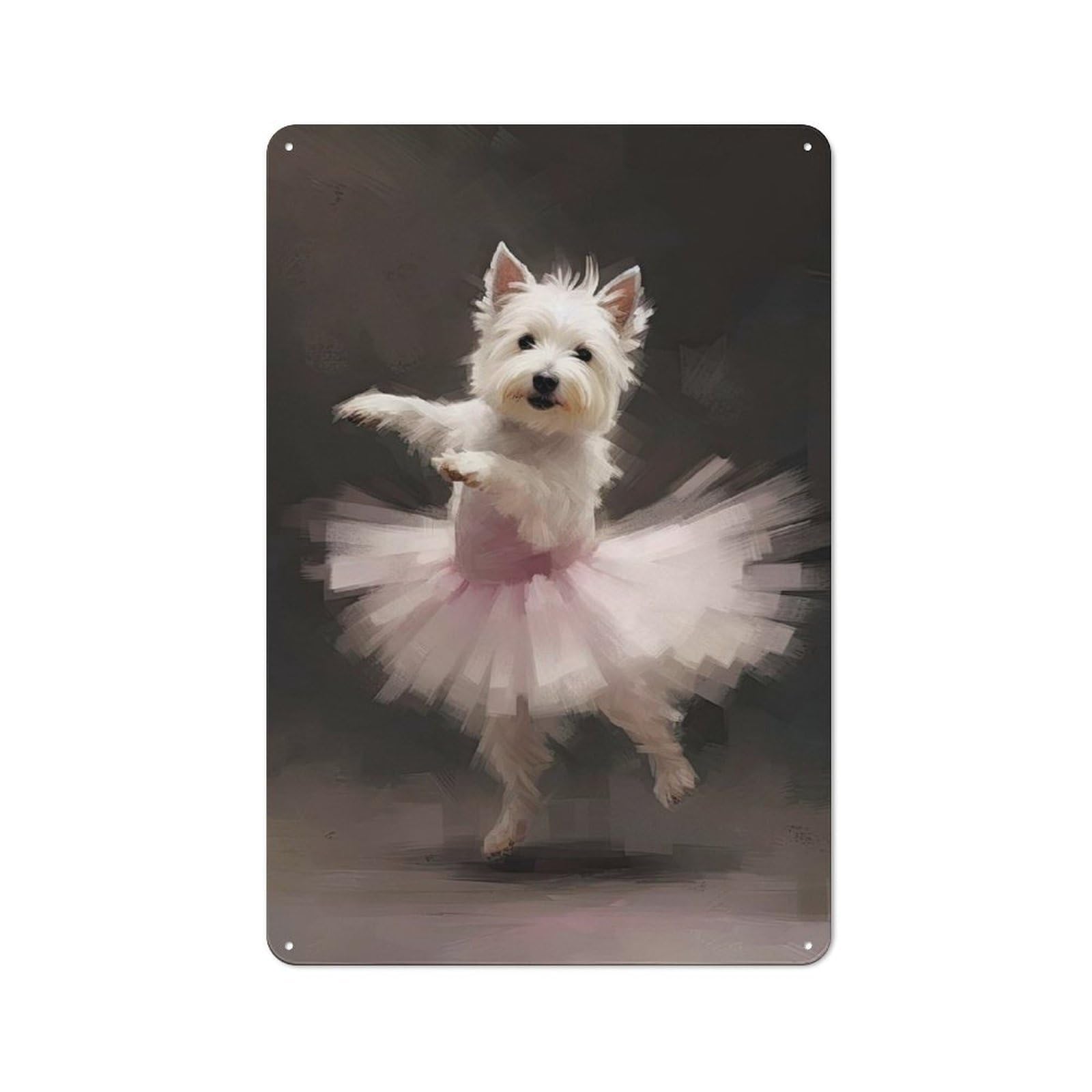 Junmoney Style-12 Westie Dog Ballerina Vintage Tin Sign 30X20cm For Café Or Home Bar, With Clear Vintage Wall Decor Character