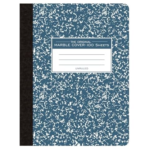 Roaring Spring Hard Cover Plain Unruled Composition Book, 9.75" x 7.5" 100 Sheets, Blue Marble Cover, Made In USA Cover
