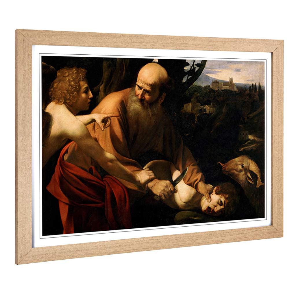 Big Box Art Framed Print of Michelangelo Caravaggio Sacrifice of Isaac Design | Wall Art Picture | Home Decor for Kitchen, Living Room, Bedroom, Hallway, Oak, A2 / 24.5x18 Inch / 62x45cm