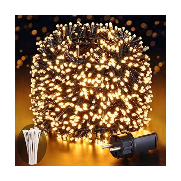 Nikolable 25M 1000LEDs Lichterkette Weihnachtsdeko für Außen und Innen, IP44 Wasserdicht Warmweiß LED Deko…