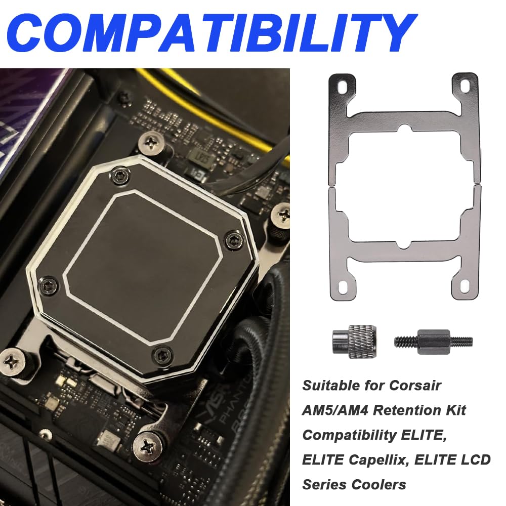 Uchwyt na procesor AMD Elite do Corsair AM5/AM4 Kit, uchwyt radiatora z uchwytem radiatora do chłodnic Corsair Elite, Elite Capellix i Elite LCD Series
