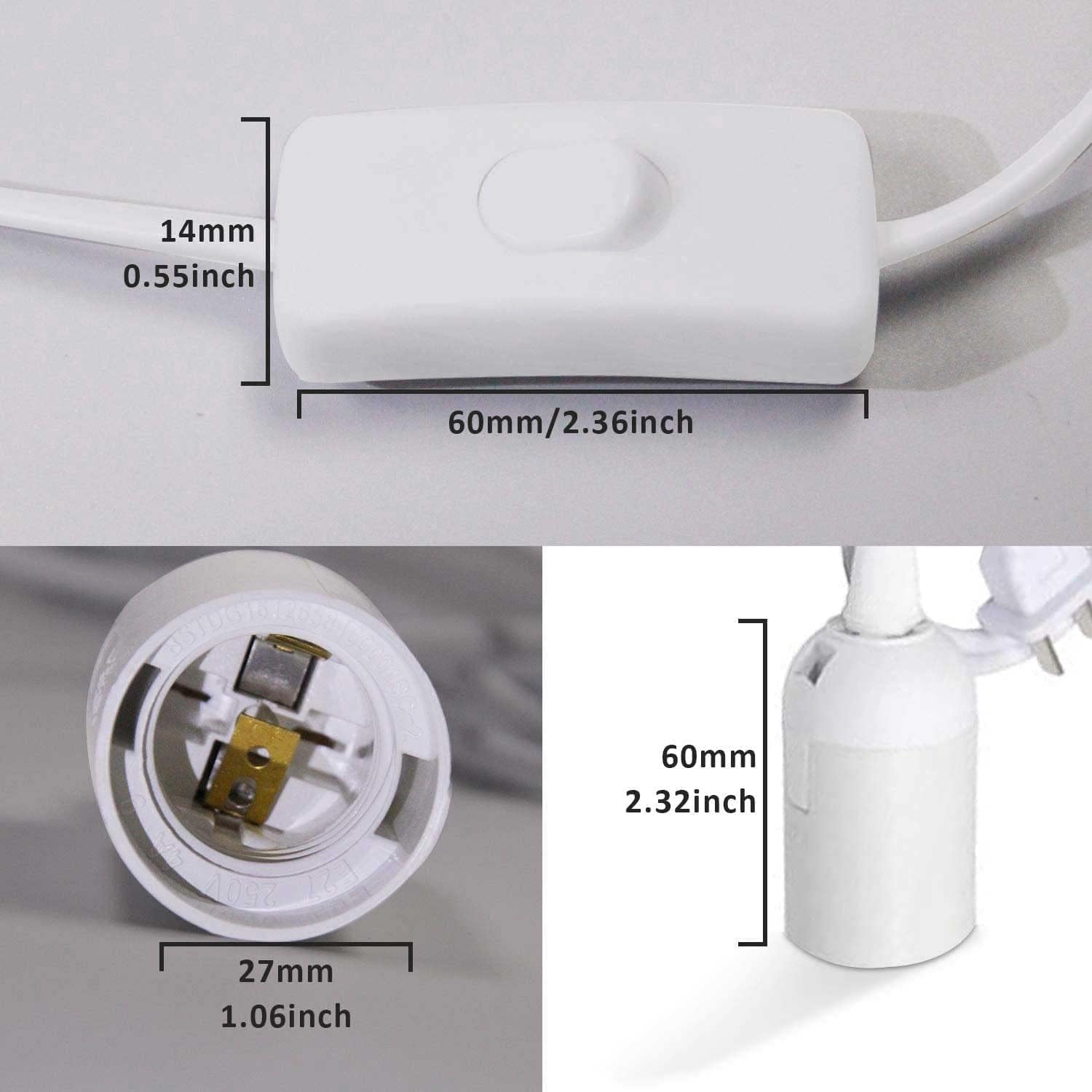 5 Pezzi Portalampada E27 con interruttore a filo cavo, E27 Portalampada, prese per paralume con spine,portalampada a sospensione con presa elettrica,Per Loft Garage Illuminazione