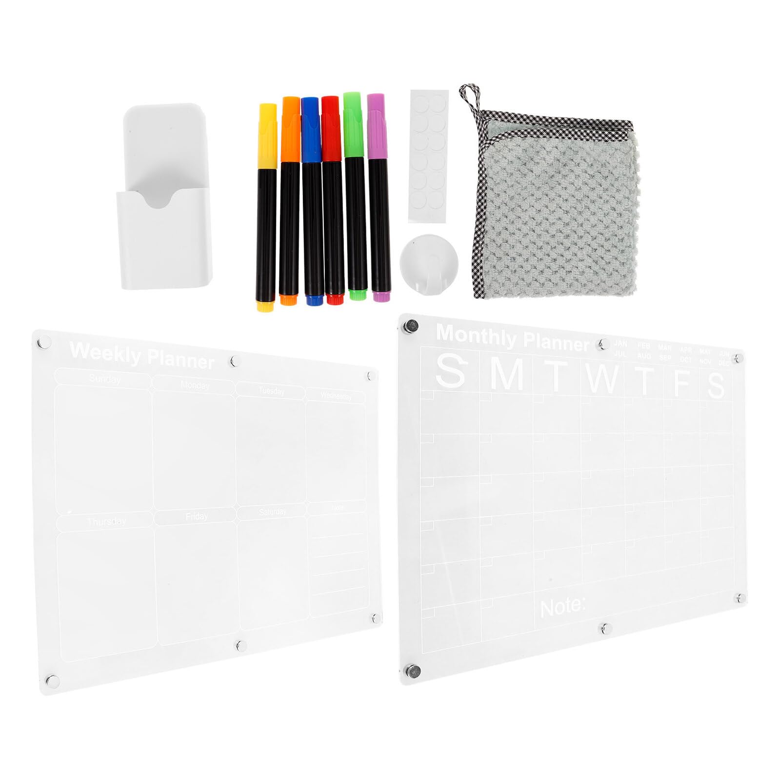 Didiseaon Calendrier Magnétique Effaçable à Sec Acrylique Transparent Tableau Planning Mensuel et Hebdomadaire pour Réfrigérateur Organiseur Polyvalent pour Maison et Bureau