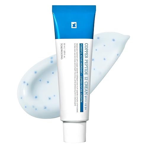 TOSOWOONG Péptido de Cobre 12 Crema, 99% de pureza de cobre tripéptido-1, GHK-Cu, fórmula poderosa de 12 péptidos multi para antienvejecimiento,