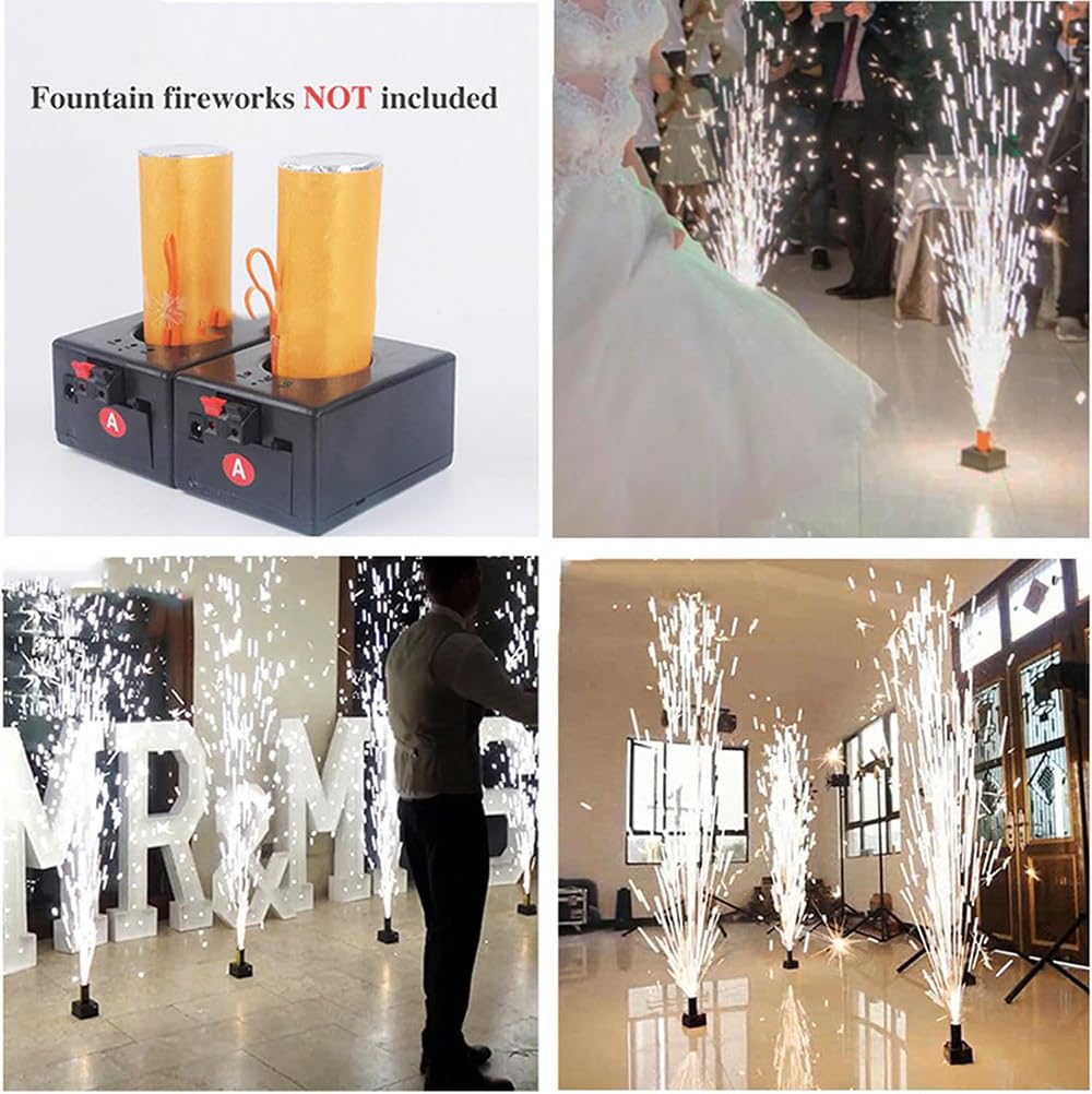 Macchina per Effetti Pirotecnici,Telecomando Senza Fili,con 8 Ricevitori per Fuochi D'artificio Freddi,Portata 10M,con 2 Telecomandi E 8 Basi,per Matrimoni,Palcoscenici,Concerti,8Pezzi,kit2
