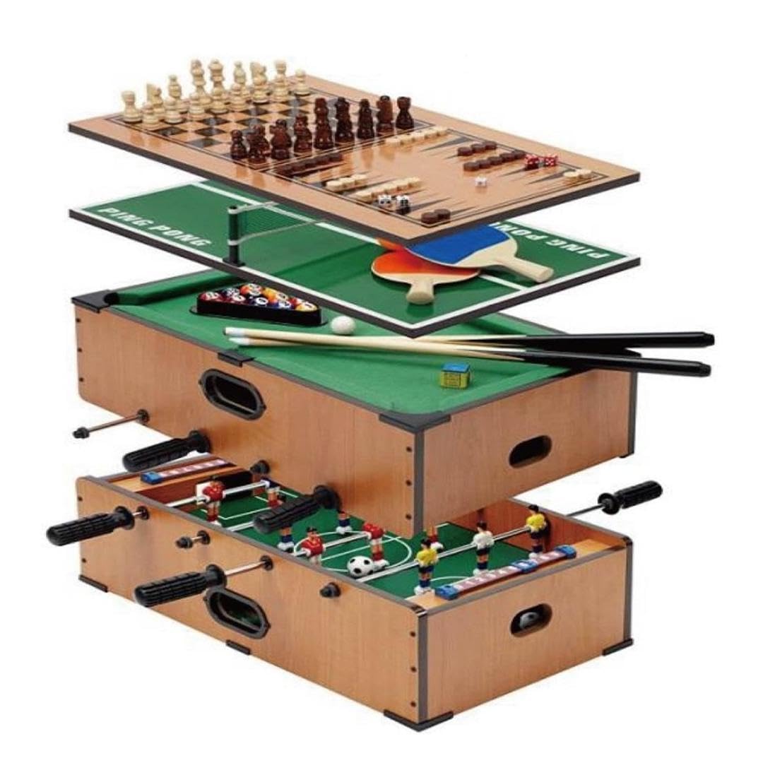 Gr8 Home 5 in 1 Table Top Game Set | Mini Football, Pool Table, Ping Pong, Chess & Backgammon | Table Top Games Set for Kids & Family | Small Pool Table Multi Game Toy