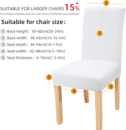 Miniatura 3 de Fundas para silla de comedor Yisun, fundas elásticas para silla de comedor, funda protectora para silla de comedor, Poliéster, Blanco, 6