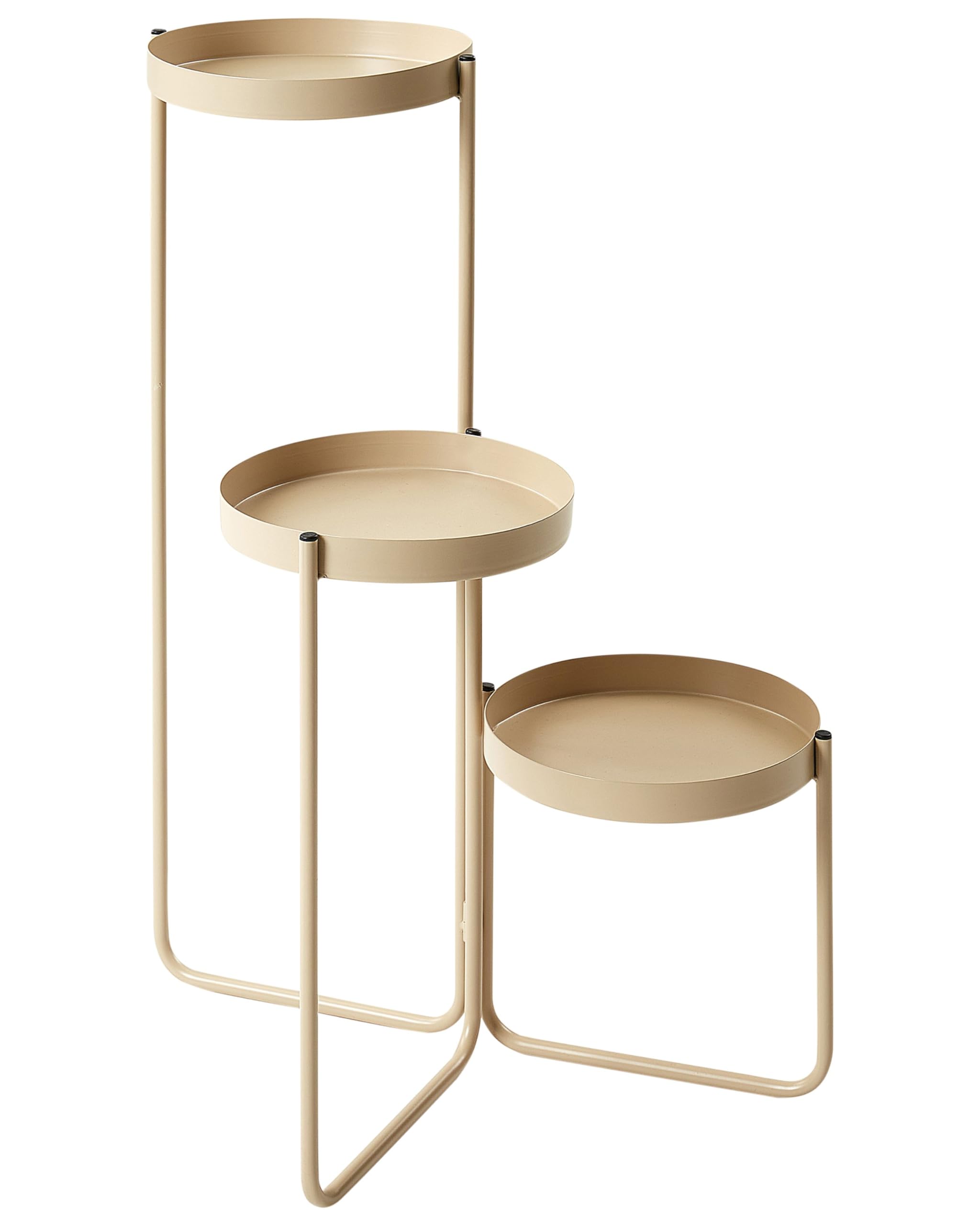 Plant Stand Indoor Flower Pot Round 21 x 42 x 60 cm Metal Beige Fragaria