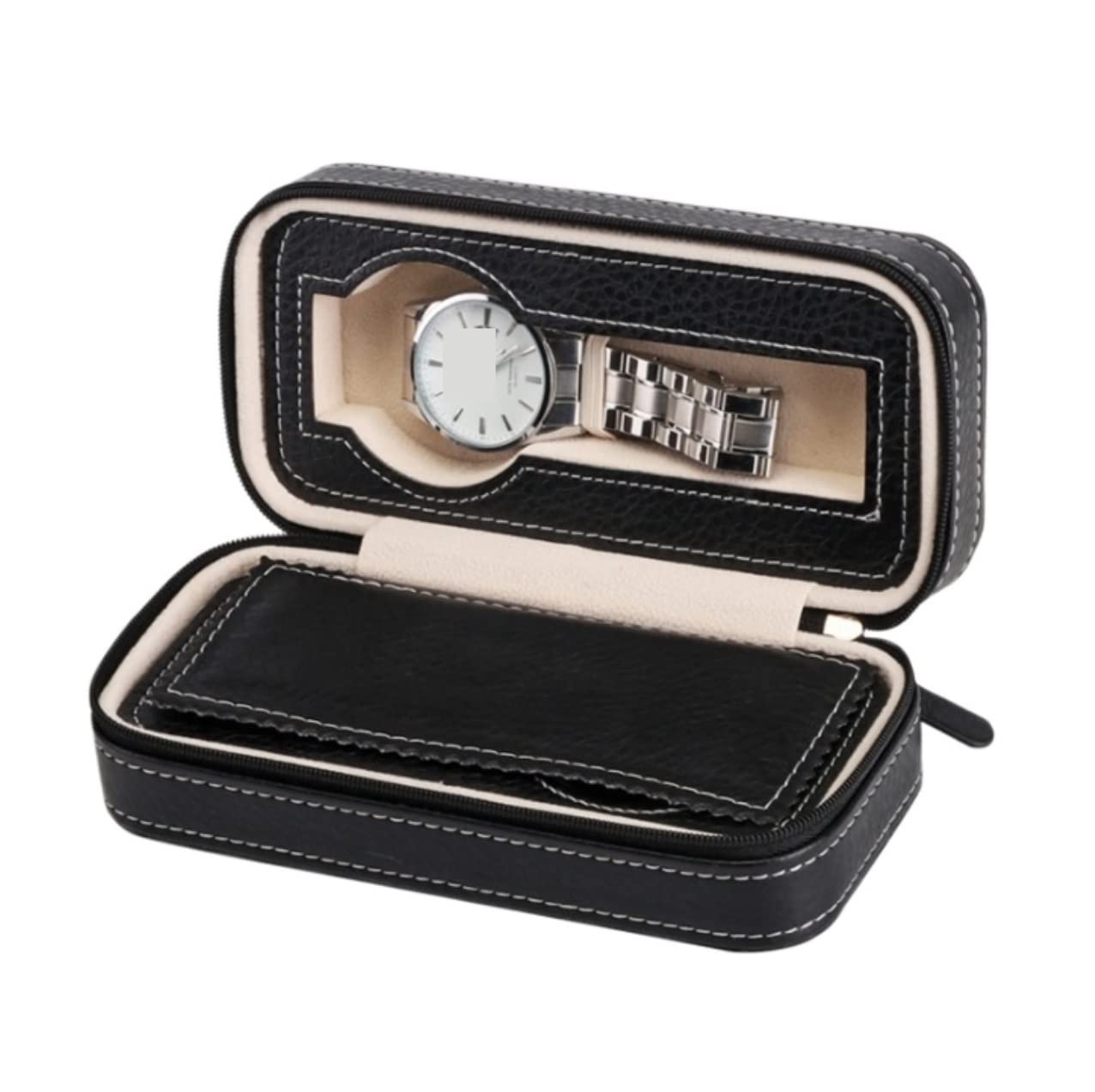 Caja de Reloj Estuche Relojes Organizador De Almacenamiento De Pantalla De Reloj, Caja De Reloj Con 2 Ranuras, Caja Organizadora De Almacenamiento De Pantalla De Reloj Caja para Relojes Caja de Reloje