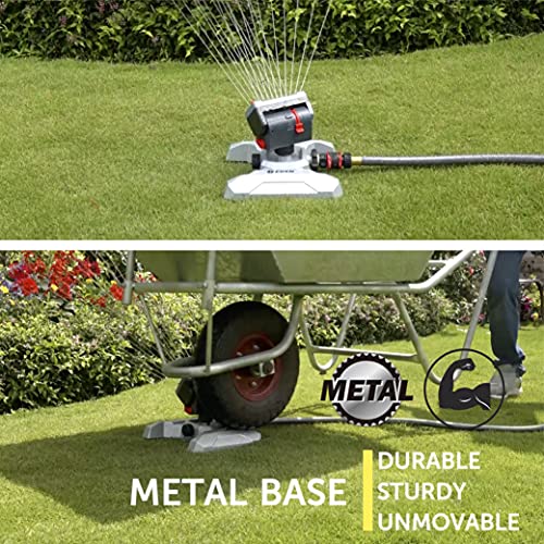 Eden 94127 Adjustable 4-Way Mini Turbo Oscillating Sprinkler W/Quick Connect Starter Set, Metal 20 Nozzle, Covers Up To 4,250 Sq. Ft #TOP3