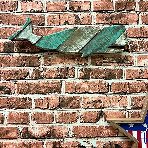 Gaplum Nautical Wood Hanging Whale Wall Decor, Rustic Whale Wall Hanging Ornament Beach Nautical Ocean Decor For Home, Sea Shore Ocean Beach Decoration, Wooden Whale Wall Sculpture 16''L #TOP4
