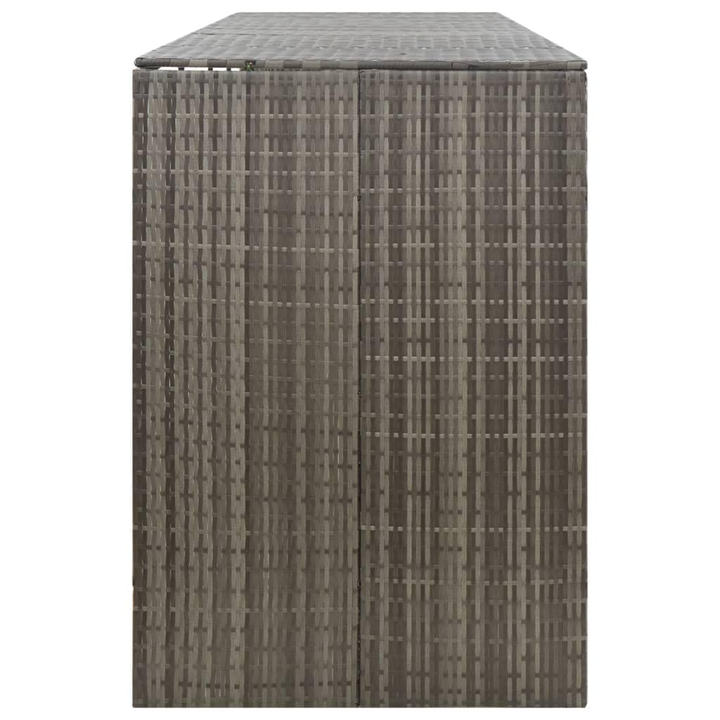 HUAKEHOM Mülltonnenbox Müllbox Mülltonnenverkleidung Mülltonnenhaus Gartenbox Müllcontainer für 4 Tonnen Grau 274x80x117 cm Poly Rattan