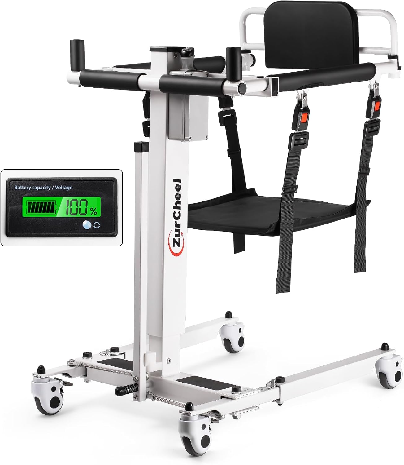 Electric Patient Lift Transfer Chair, Electric Transfer Lift for Home with Adjustable Height for Seniors, Electric Assist Lift Aid for Seniors - 300 lb Capacity, IPX54 Waterproof for Shower