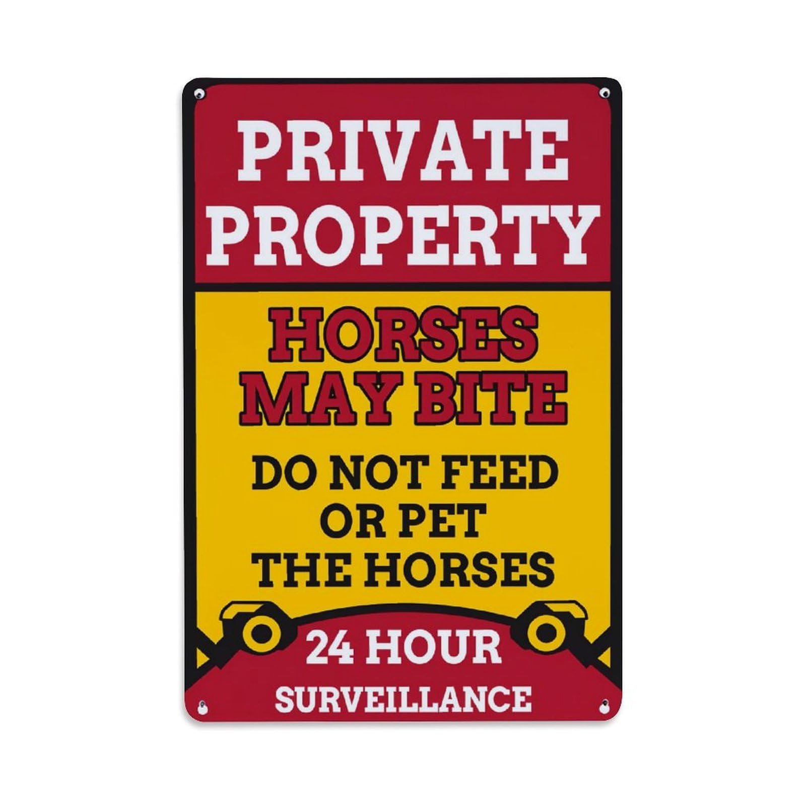 Enderetf Vintage Private Property Warning Sign With Horse Theme Tin Sign Metal Poster, Home Bar Garage Man Cave Cafe Indoor & Outdoor Wall Decoration 8X12inches