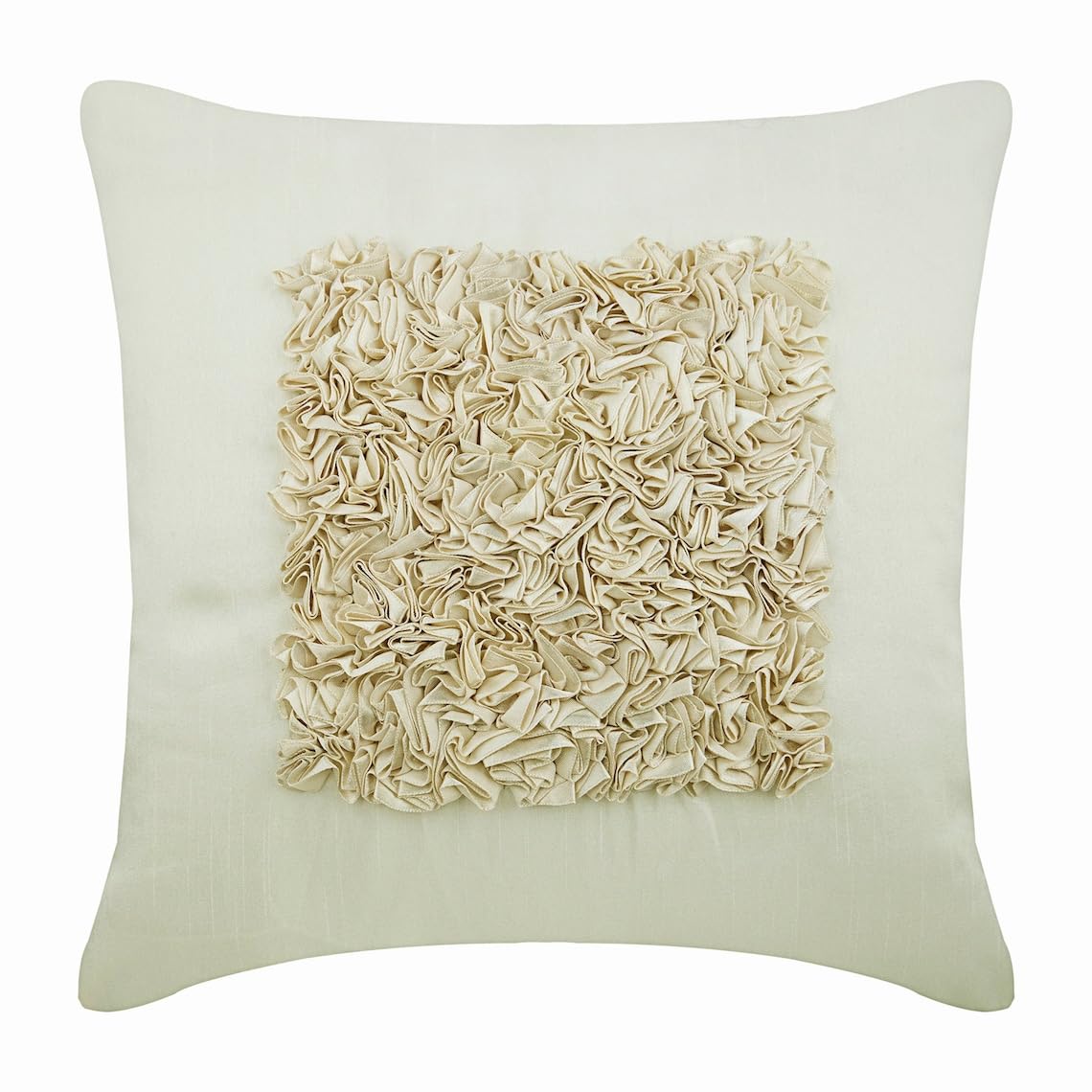 The HomeCentric Ivory Cushion Covers, Ribbon Textured Centered Cushions Cover, 45x45 cm (18x18 inch) Cushion Covers, Square Silk Cushion Covers, Solid, Solid Color Pillow - Vintage Love โ image 1