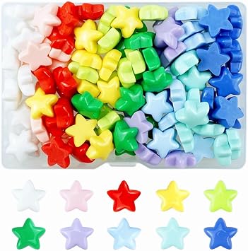 100 PCS Colorful Resin Stars Flatback No Holes Plastic Mini Star Bulk Resin Embellishments for Crafts Accessories