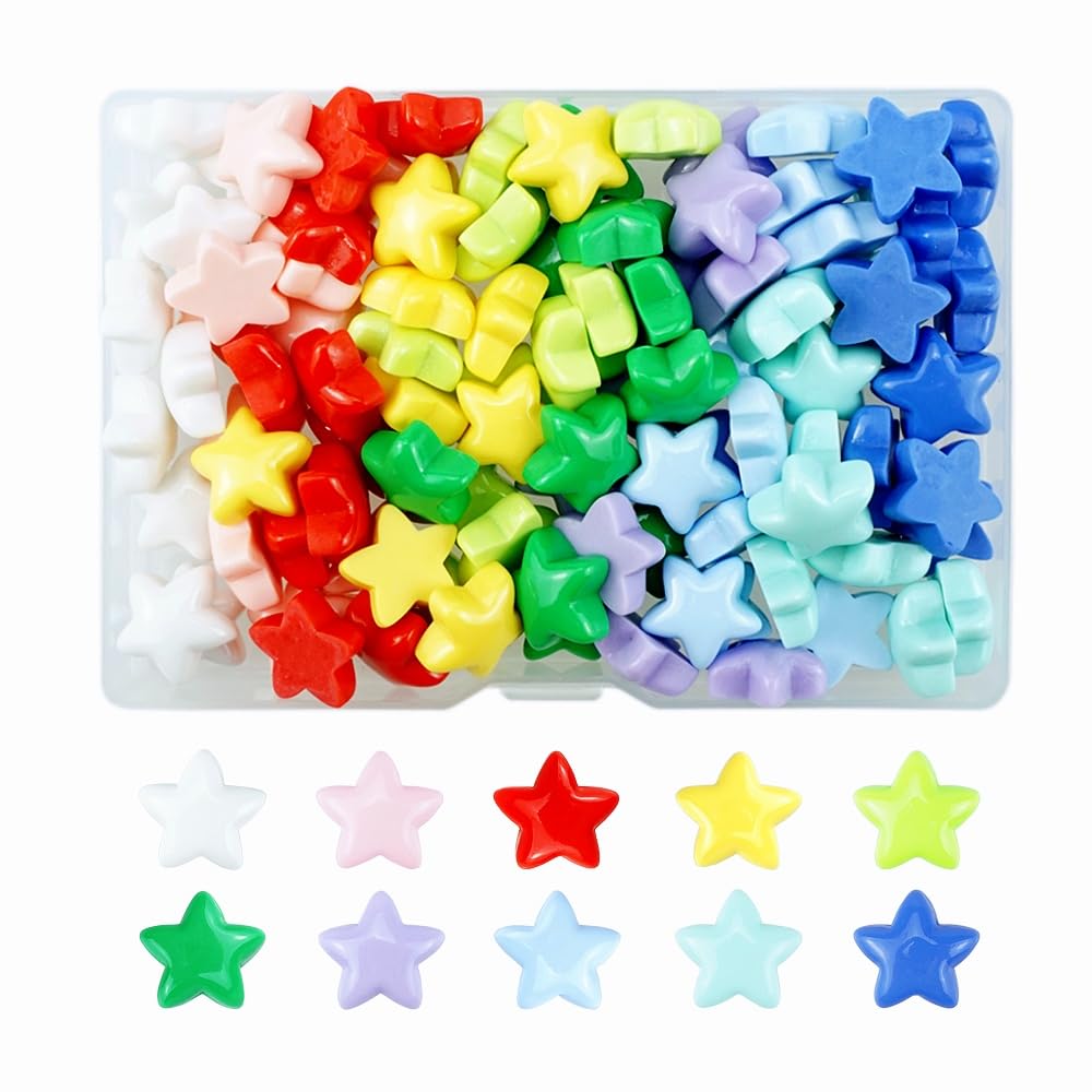 100 estrellas de resina planas multicolor para adornos y bisutería DIY