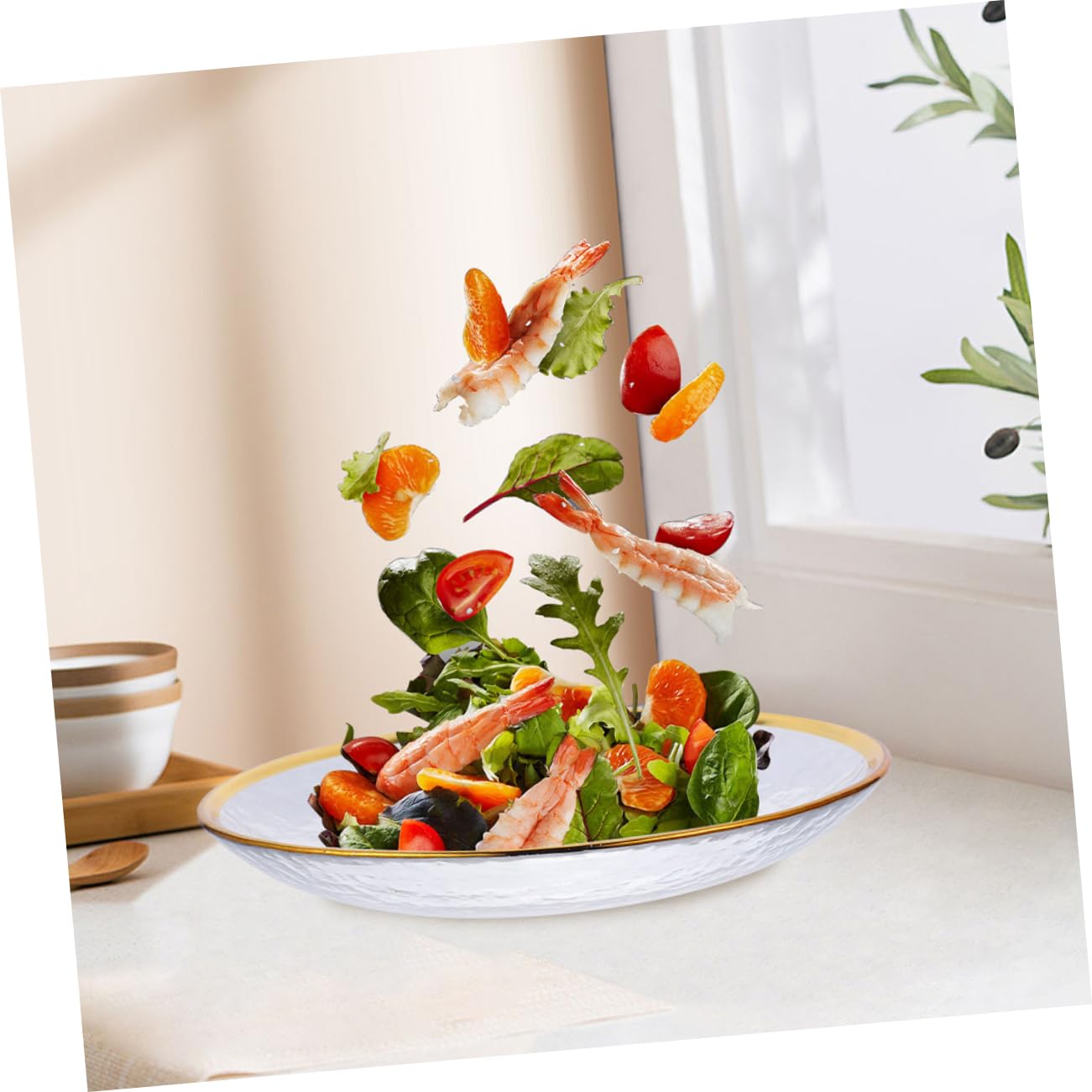 IMIKEYA Piatto Con Dorato Per Insalata e Frutta Elegante Piatto Giapponese Da Tavola Per Servire Snack e Dessert Versatile Per Uso Quotidiano e Occasioni Speciali