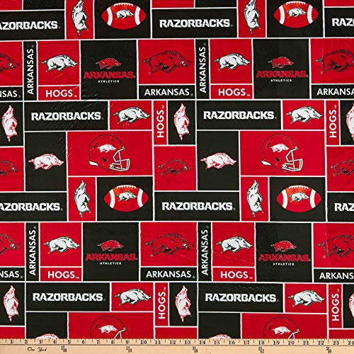 Sykel Enterprises NCAA Arkansas Razorbacks Box Minky, Red/White/Black Yard