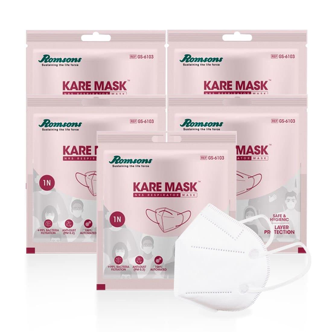 Romsons Cotton Kare Mask, N95 Respirators, 1 Pc/Pack (Pack Of 5), White (B09T355HQ5) Amazon Price History, Amazon Price Tracker