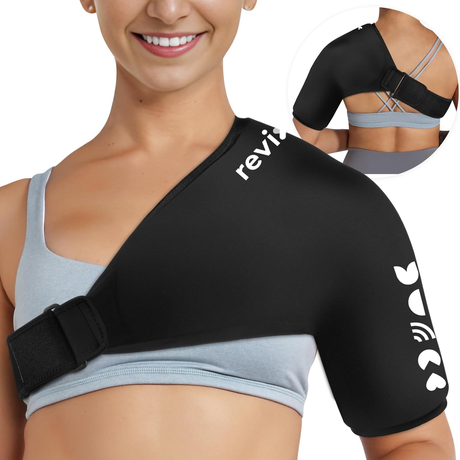 REVIX Shoulder Ice Pack Wrap for Rotator Cuff and Arm Reusable Gel Cold Wrap with Compression for Targeted