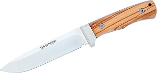 Nieto Gürtelmesser Mustang, an.58 Stahl, Aluminium-Backen, Olivenholz-Griffschalen, Fangriemenöse, braune Lederscheide Couteau de Ceinture. Mixte, Multicolore, Taille Unique