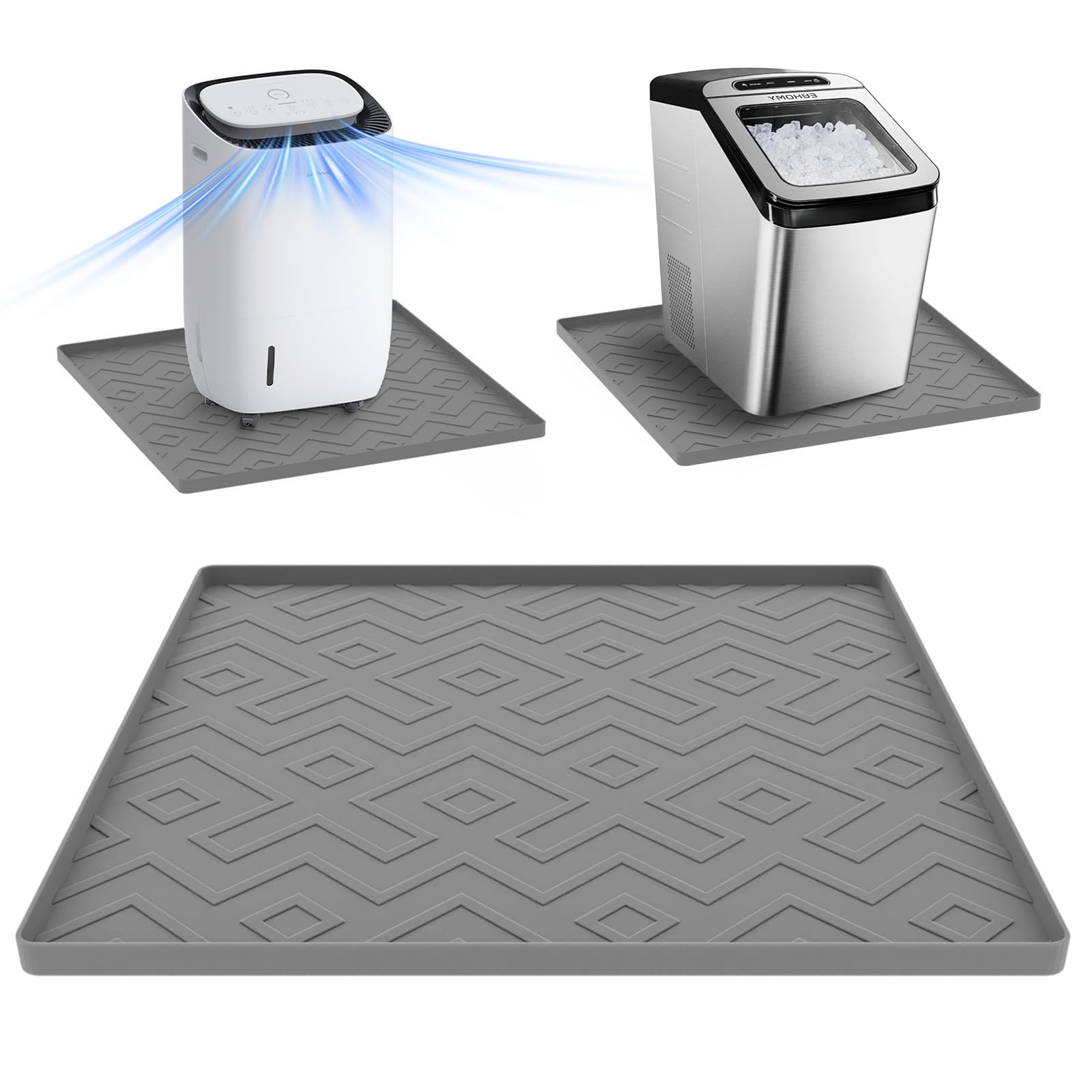 EWX Portable Air Conditioner Silicone Mat with Raised Edges, 20''x20''x0.4'' – Waterproof Pad to Prevent Leaks & Floor Damage – Ideal for Ice Makers,