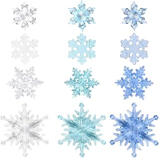 FUTUREPLUSX Christmas Acrylic Snowflake Ornaments, 12PCS 4 Styles Acrylic Crystal Snowflakes Plastic Snowflakes Xmas Tree ...