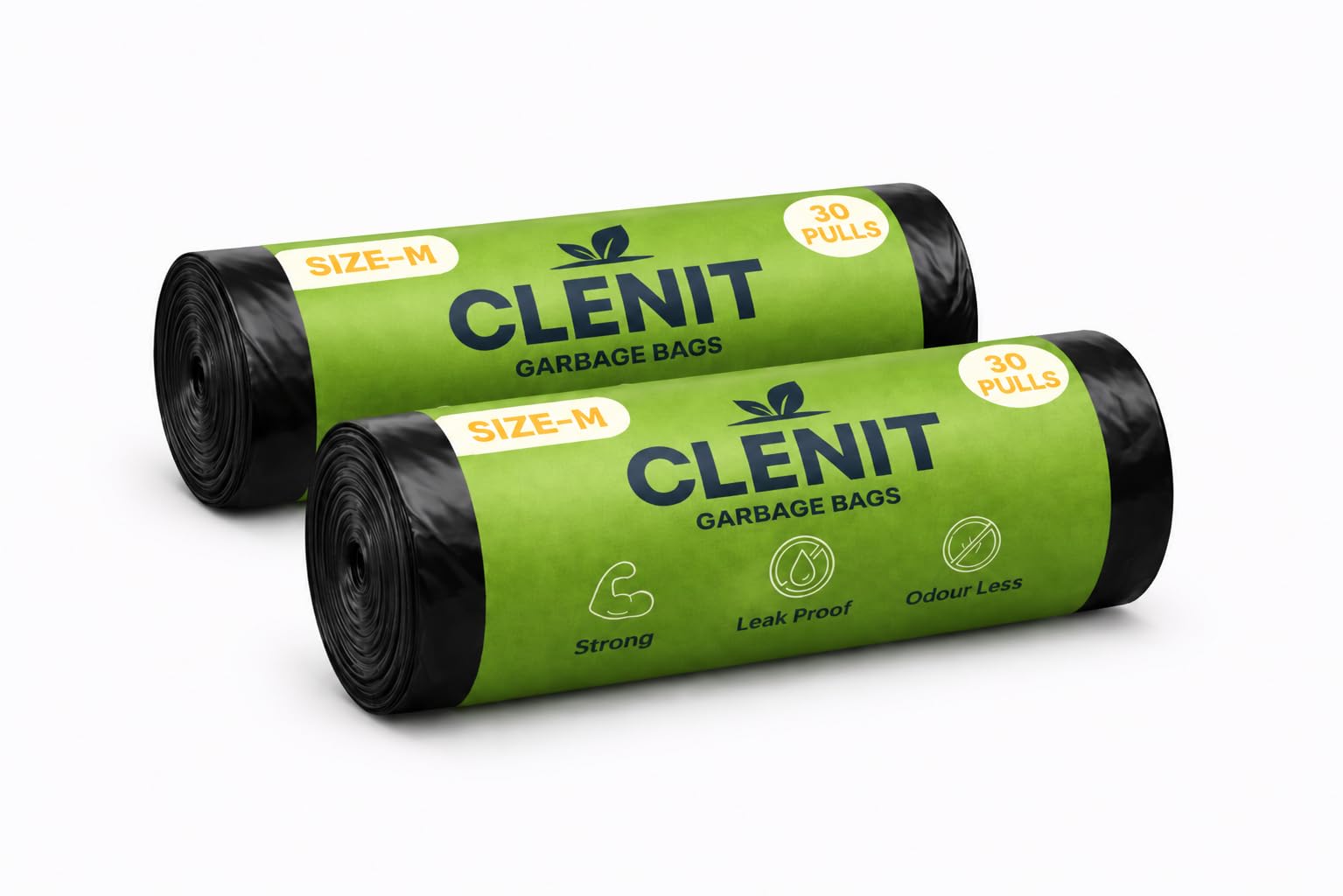premium garbage bags for dustbin – leak proof & tear resistant trash bags for kitchen, home & commercial use | medium size 19 x 21 inches |60 bags (30 bags x 2 rolls) | black