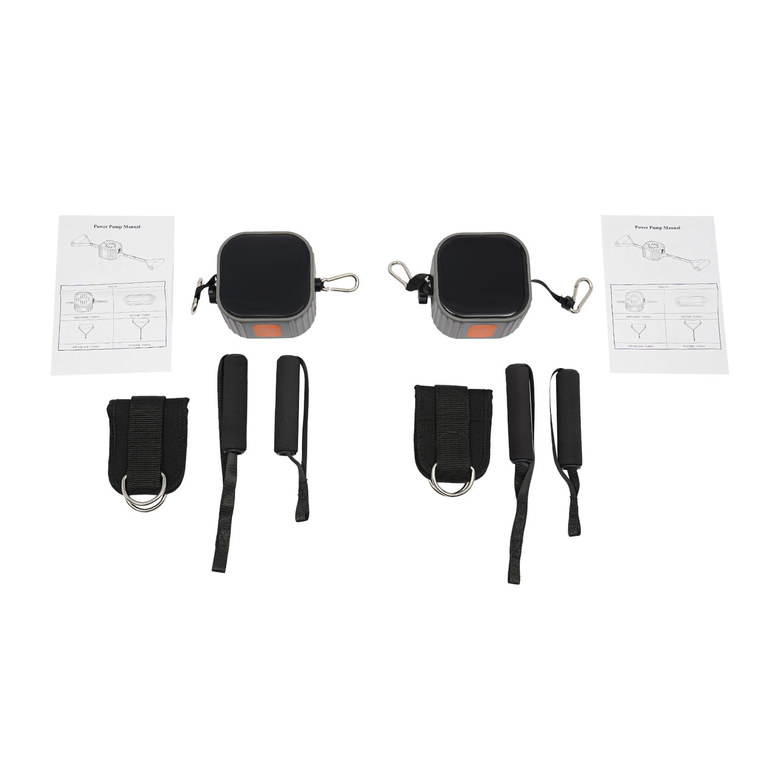 Set di 2 fasce per allenamento fitness con manici e motori, elastici, fascia di resistenza regolabile per allenamento di forza, fasce di allenamento e pompa, per fitness a casa