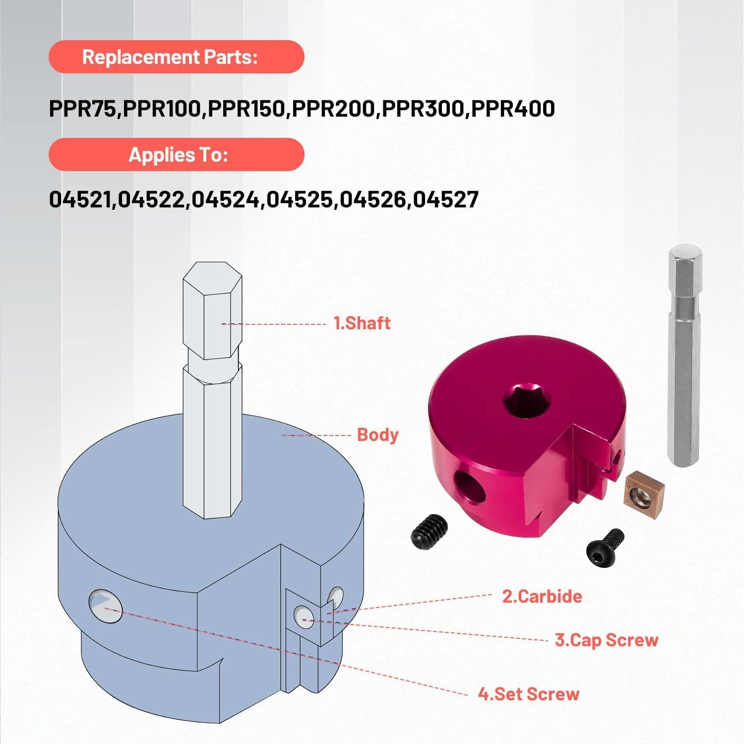 PVC Pipe Reamer, 6pcs Aluminum Alloy Water Pipe Joint Tool, (Including 1 Inch, 1.25 Inch, 1.5 Inch, 2 Inch, 3 Inch, 4 Inch), PVC Pipe Expansion Knife for PVC, SCH40, ABS, CPVC