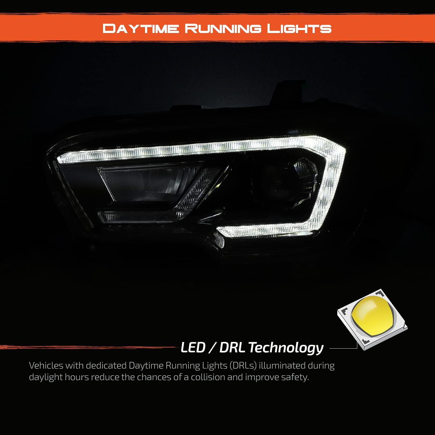 AKKON - [Full LED For 2016-2023 Toyota Tacoma SR/SR5 LED Sequential Retrofit Projector Black Headlights Assemblies