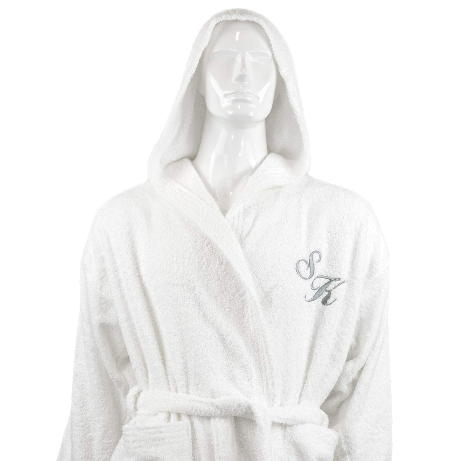 BGEUROPE Albornoz unisex con capucha de rizo blanco
