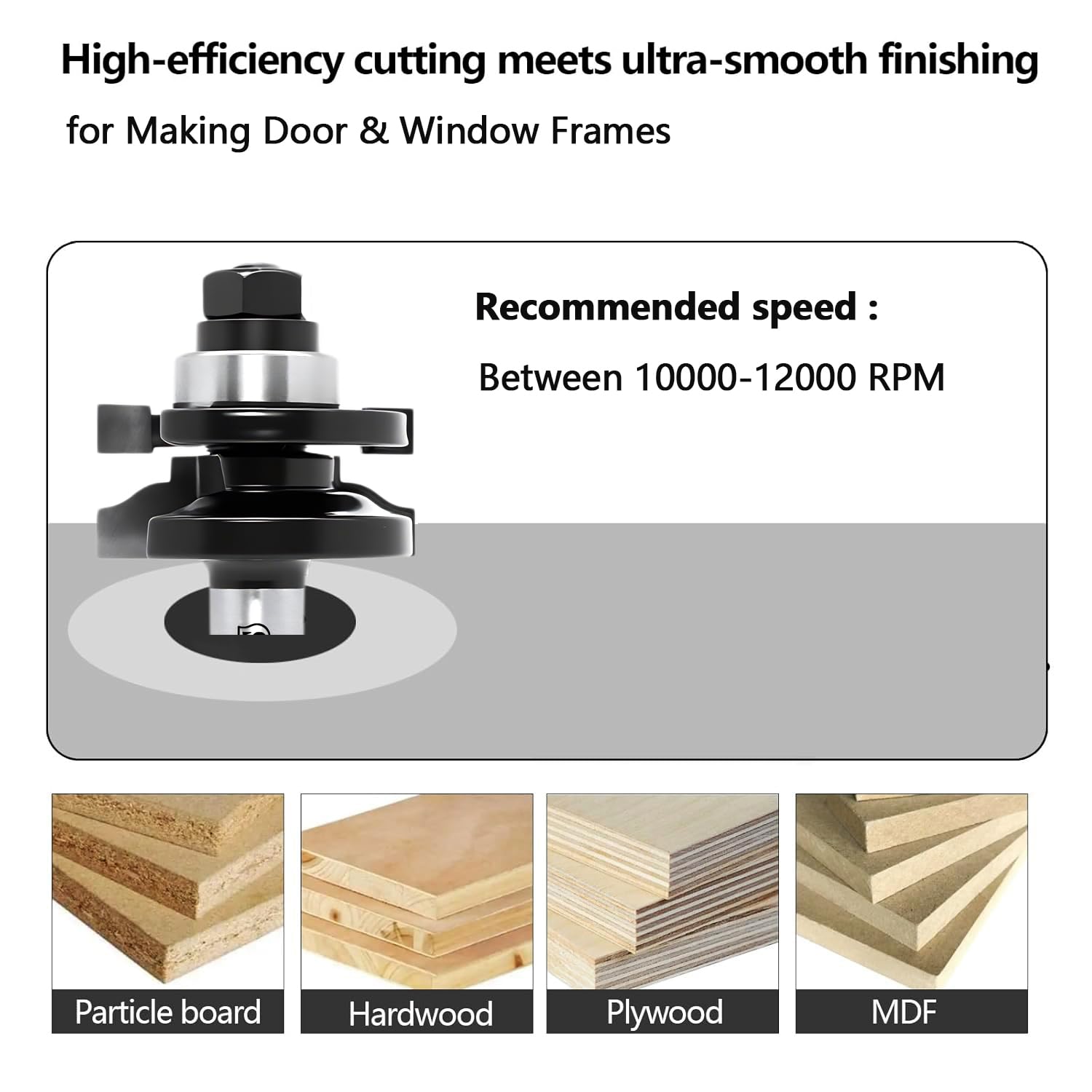 3PCS Cabinet Door Raised Panel Router Bits Set 1/2 Shank, Carbide Woodworking Tools, for Making Door & Window Frames, Tenon Joint Cutter Diameter: 1-5/20.3 cm