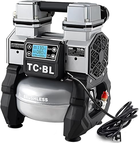 Vista 7 de TC·BL Compresor de aire portátil 110V, compresor de aire ultra silencioso sin aceite y bomba de aire pequeña ligera