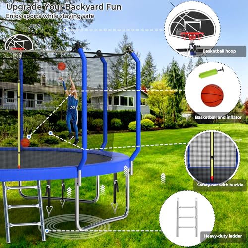 Lyromix Upgraded 14FT Trampoline for Kids and Adults, Large Outdoor Trampoline with Basketball,Stakes, Light, Sprinkler,Basketball Hoop and Net, Capacity for 5-8 Kids and Adults by Lyromix - Image 2