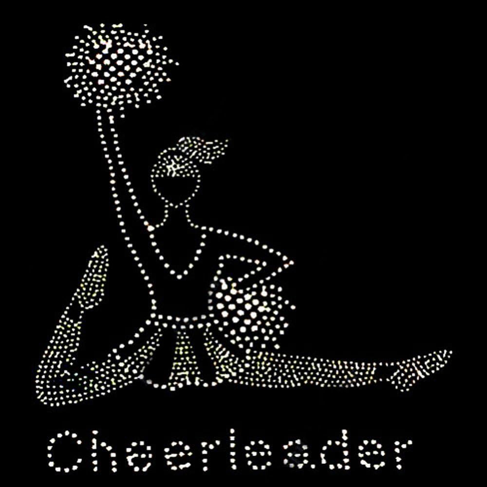 Rhinestone Transfer  Cheerleader  Hotfix, Iron On, Bling, Cheer, Pom poms